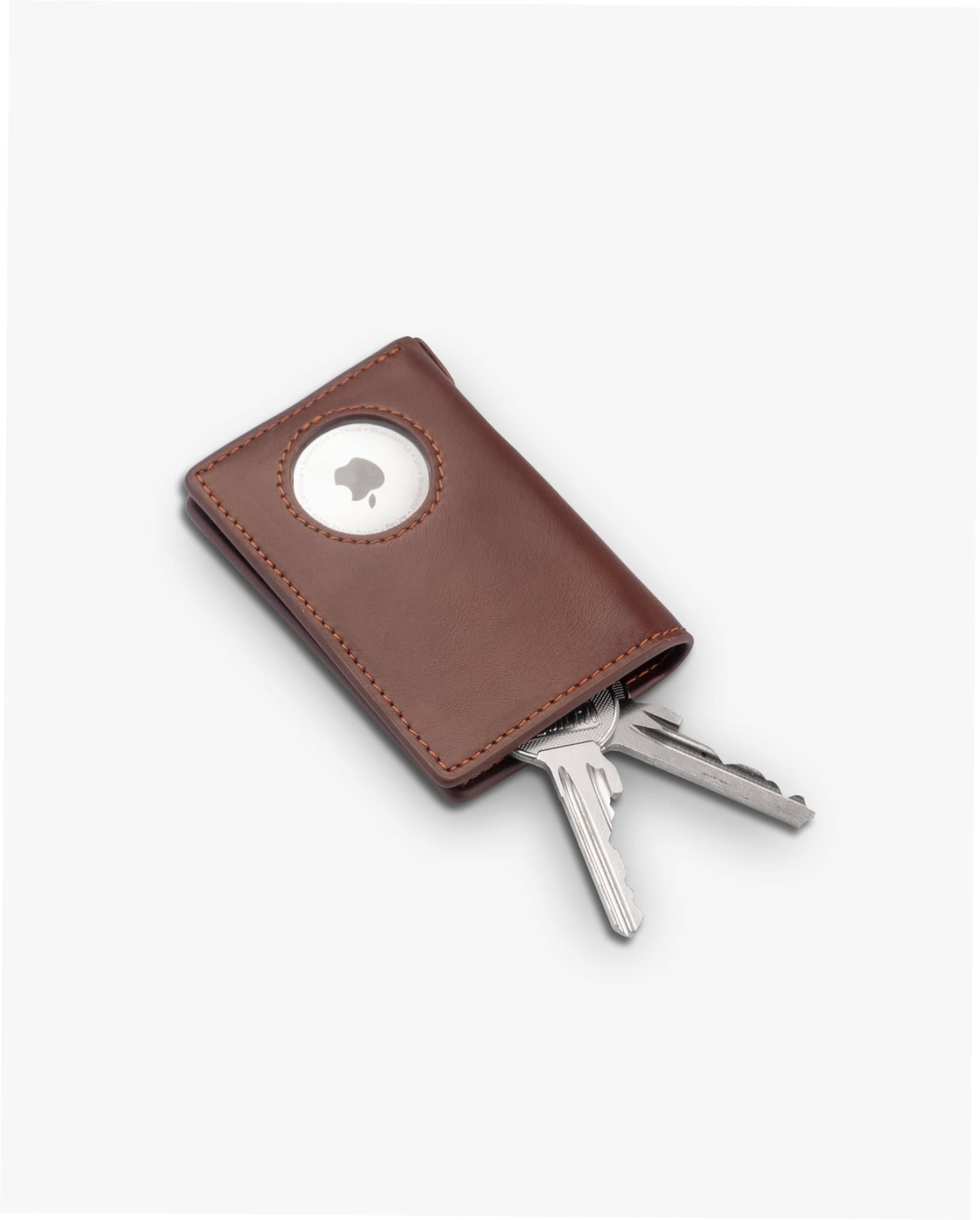 ISENTIALS AirTag* Schlüsselorganizer aus Premium Leder, Schlüsseletui, Schlüsselanhänger aus Premium Leder mit Halterung für Apple AirTag Autoschlüssel (Mocca Braun) von ISENTIALS
