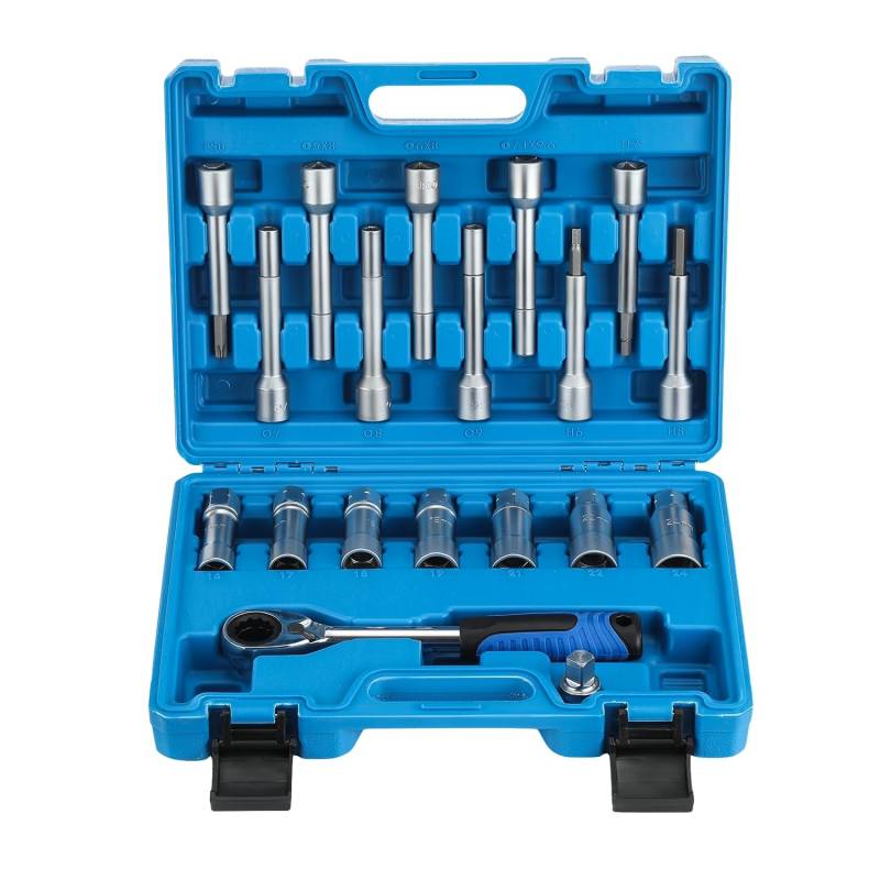 ISINEVER 19tlg Stoßdämpfer Nuss Werkzeug Satz Federbein Domlager Wechsel Spezial Stecknuss 1/2' Antrieb 12,5 mm | Wechsel Steckschlüssel von ISINEVER