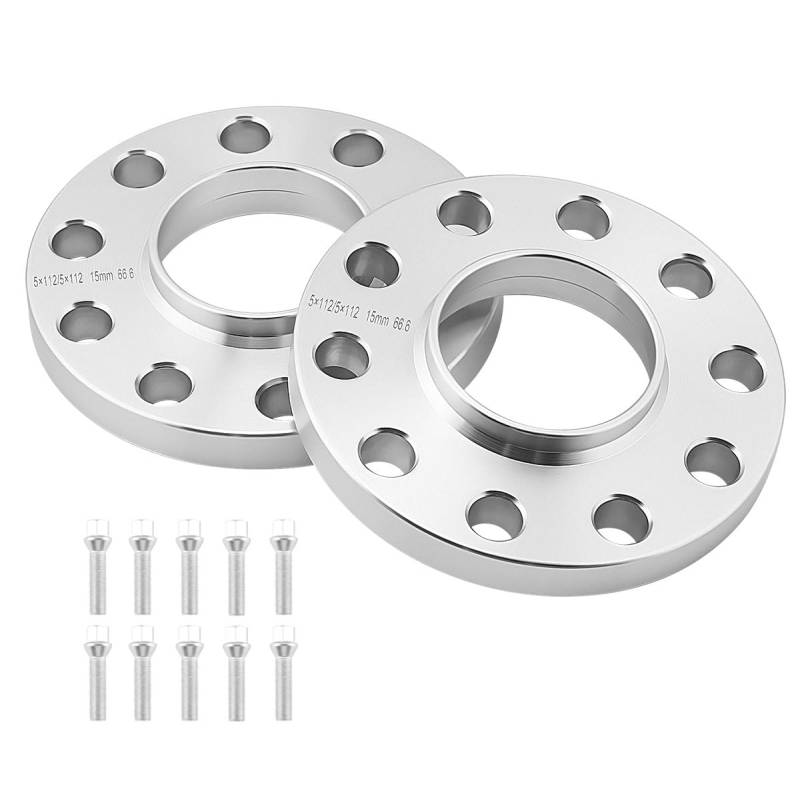 ISINEVER Spurverbreiterung 5x112 30mm 2x15mm 66,6 Kompatibel mit Mercedes-Benz Modelle mit Radschrauben M14x1.5 Spurplatten Distanzscheibe Silver von ISINEVER