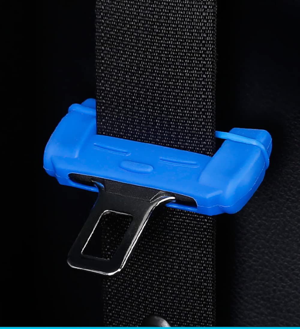Auto Sicherheitsgurt Schnalle Abdeckungen, Universal Silikon Anti-Scratch Seat Belt Clips Protector Cover, Auto Safety Button Case Protector Car Interior Accessories (Blau) von ISKIP