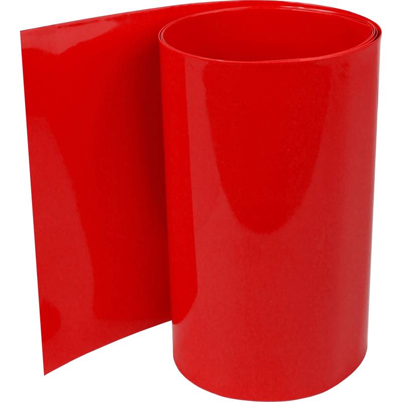 ISOLATECH PVC Schrumpfschlauch Meterware rot ohne Kleber Flachmaß 70mm (Ø44,6mm) 2 Meter Schrumpfverhältnis 2:1 Set zum Isolieren von 18650 Akku Batterien unbeschriftet (Ø44,6mm 2 Meter) von ISOLATECH