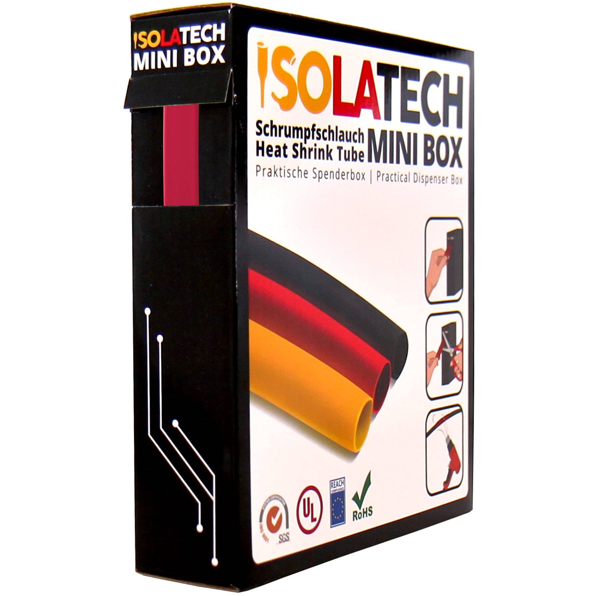 ISOLATECH Schrumpfschlauch 2:1 Mini Box ohne Kleber rot Ø9,5mm 7 Meter UV beständig Meterware unbeschriftet Rolle in praktischer Spenderbox ISOLATECH Schrumpfschlauch 2:1 Mini Box ohne Kleber rot Ø9,5mm 7 Meter UV beständig Meterware unbeschriftet Rolle in praktischer Spenderbox von ISOLATECH