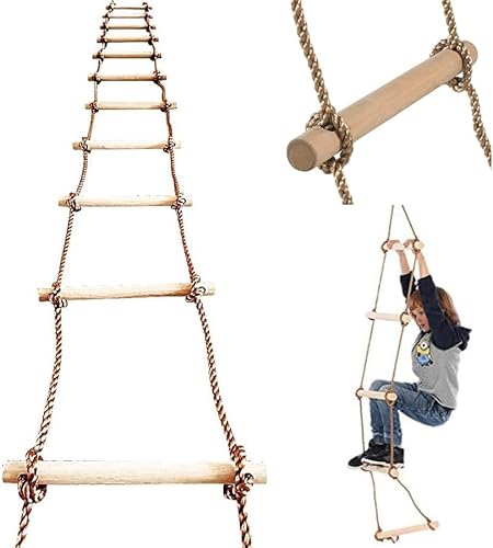 Baumklettern Strickleiter 2 m/Leiterseil zum Klettern im Freien oder im Innenbereich/Holzleiter für Spielplatz und Schwedische Wand Baumklettern Strickleiter 2 m/Leiterseil zum Klettern im Freien oder im Innenbereich/Holzleiter für Spielplatz und Schwedische Wand von ISOP