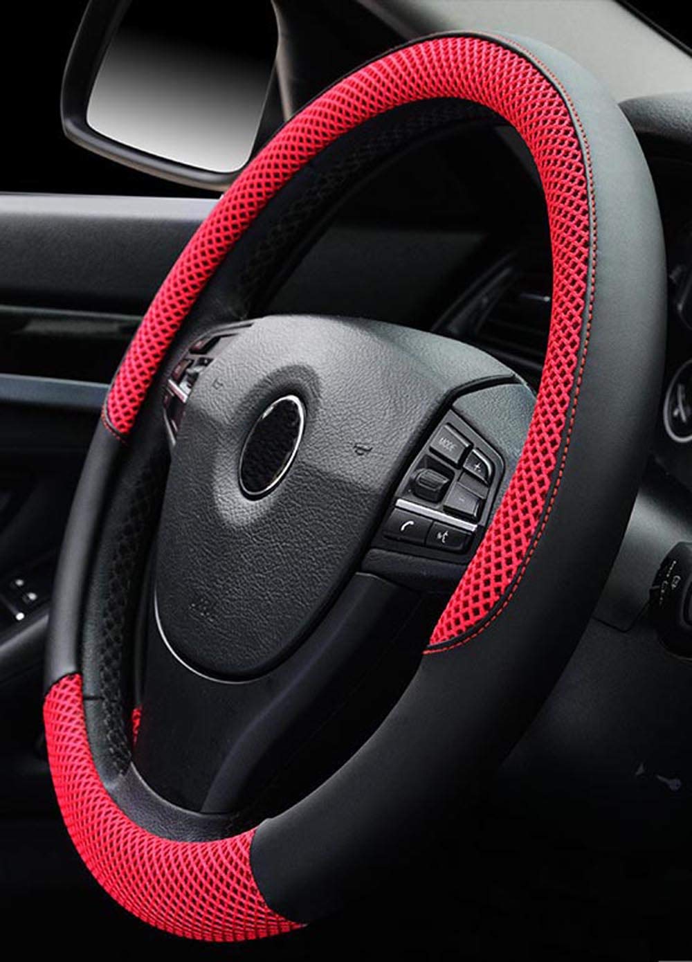 Istn Unisex Anti-Rutsch-Breath Ice Silk Seide Lenkradbezug Universal Griff Sleeve für Automobile Rot von ISTN