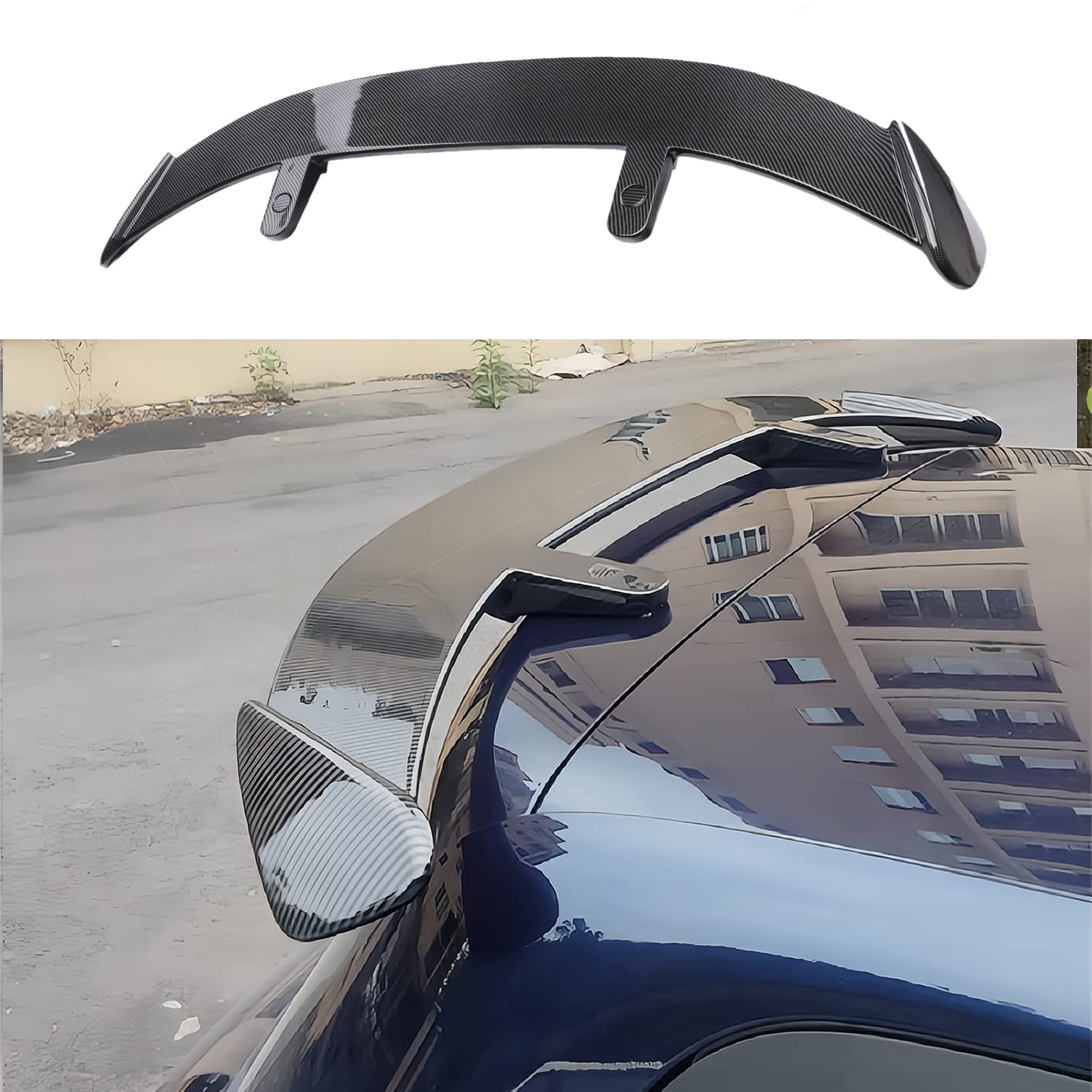 Auto Heckspoiler für Kia Stonic YB/KX1 2018 2019 2020 2021 2022 2023 2024, ABS HeckspoilerflüGel Kofferraumdachspoiler, Auto Tuning Zubehör,Carbon Fiber von ISTOVO