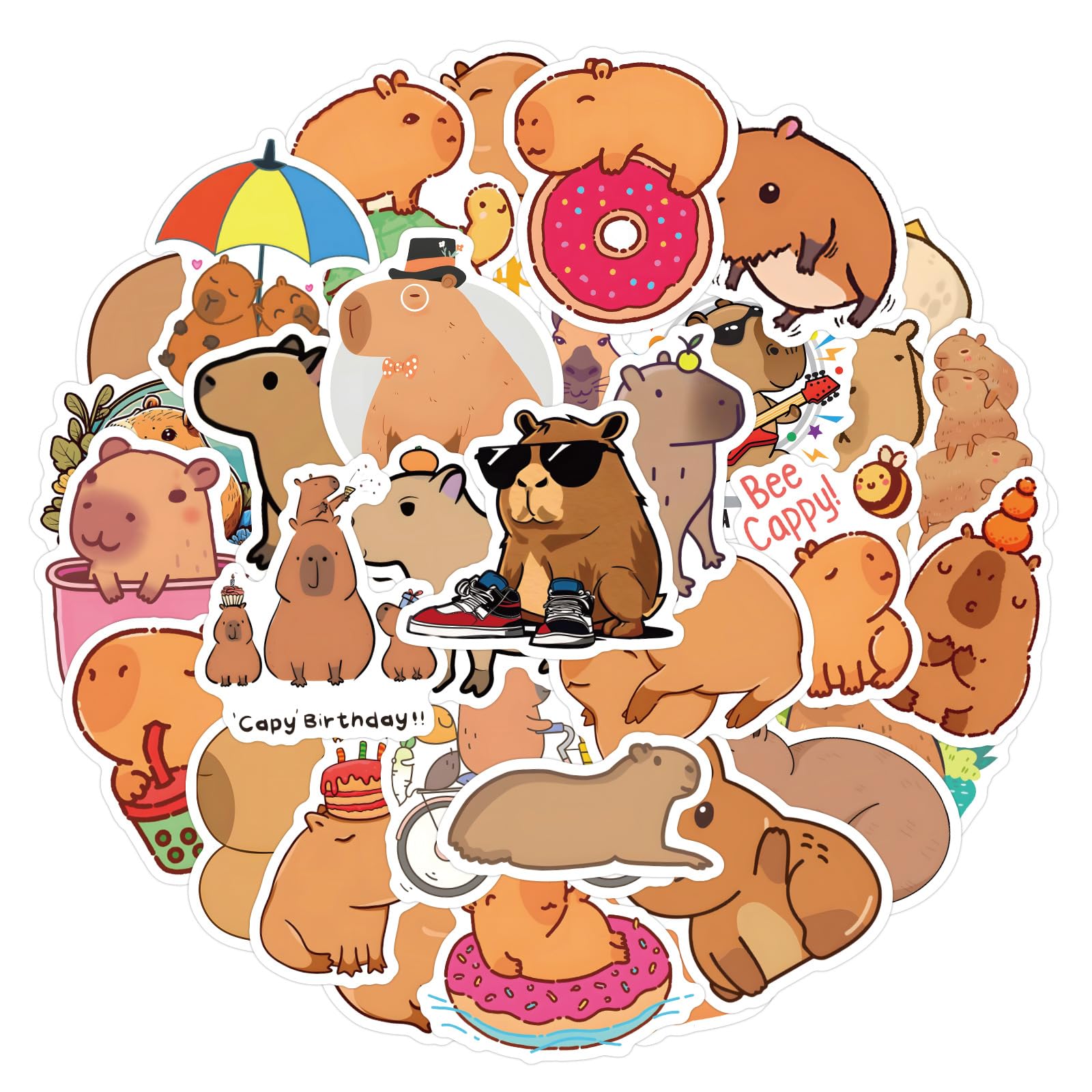 ITOMUFD Capybara Sticker Set Aufkleber Jugendliche Erwachsene 100 Stück CapybaraWasserfeste Vinyl Decals Auto Motorräder Fahrrad Skateboard Snowboard Gepäck Laptop Koffer Helm Motorrad Computer von ITOMUFD