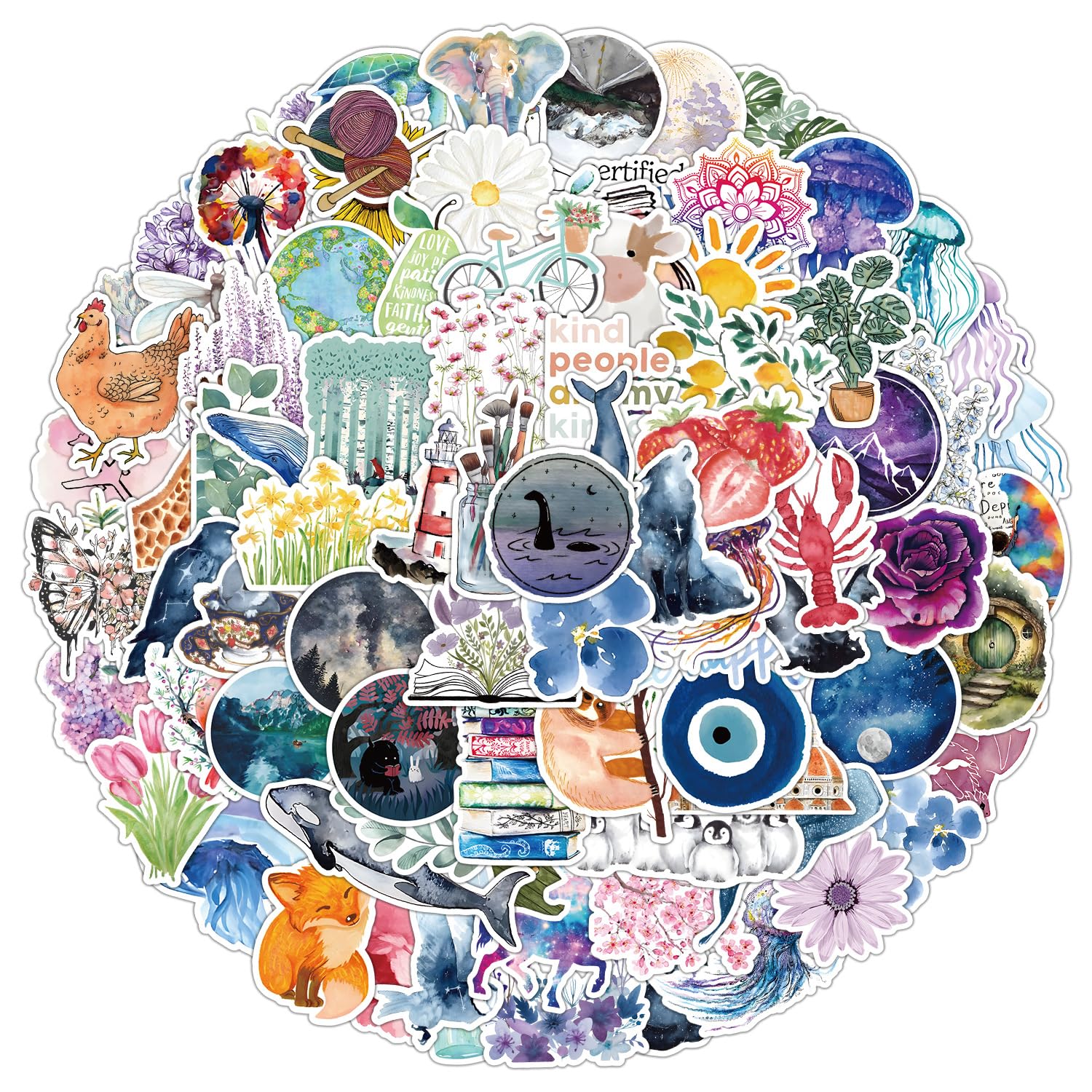 ITOMUFD Meerestier Sticker Set Aufkleber Jugendliche Erwachsene 100 Stück Meerestiere Wasserfeste Vinyl Decals Auto Motorräder Fahrrad Skateboard Snowboard Gepäck Laptop Koffer Helm Motorrad Computer von ITOMUFD