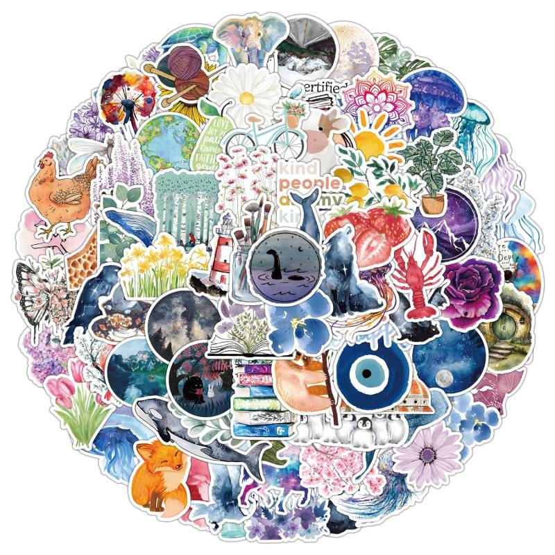ITOMUFD Meerestier Sticker Set Aufkleber Jugendliche Erwachsene 100 Stück Meerestiere Wasserfeste Vinyl Decals Auto Motorräder Fahrrad Skateboard Snowboard Gepäck Laptop Koffer Helm Motorrad Computer von ITOMUFD