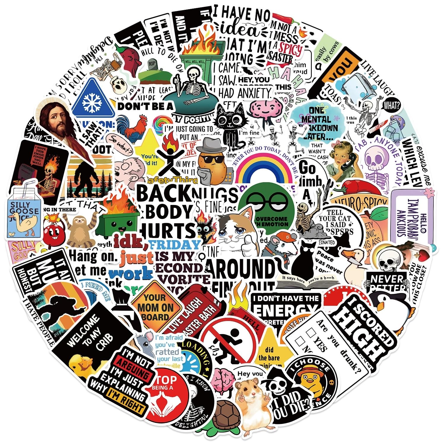 ITOMUFD Prank Meme Aufkleber für Jugendliche Erwachsene 100 Stück Meme Wasserfeste Vinyl Sticker Set Auto Motorräder Fahrrad Skateboard Snowboard Gepäck Laptop Koffer Helm Motorrad Computer von ITOMUFD