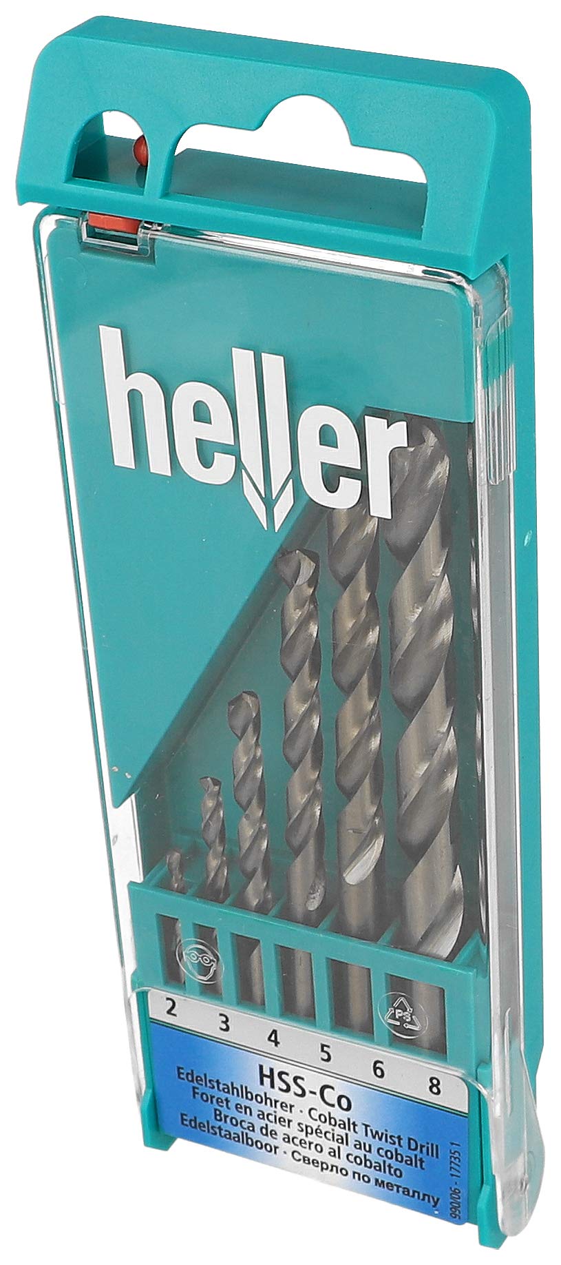 Heller Tools 990 HSS-Co Edelstahlbohrer, Gold-Metallic, 6-TLG. Ø 2-8 mm, bohrer metall, bohrer für edelstahl, stahlbohrer 2-8mm, metallbohrer 2-80mm, akkuschrauber, cobaldbohrer von heller