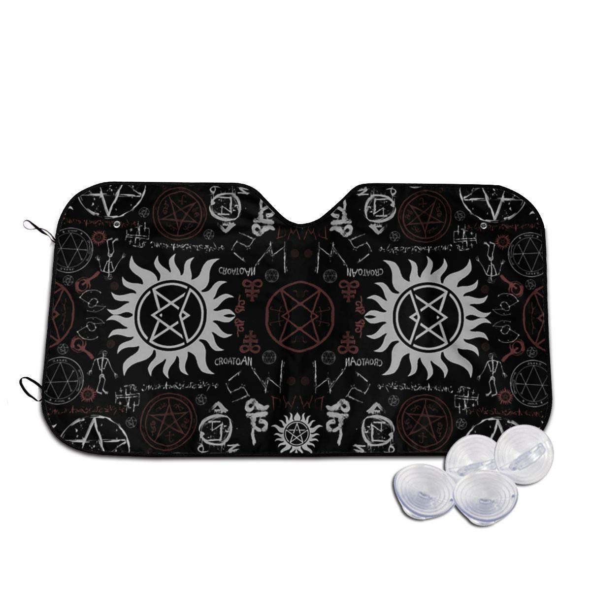 Akkordeon-Stil Auto SUV Frontscheibe Supernatural Symbole Schwarz Sonnenschutz 140cm × 70cm Akkordeon-Stil Auto SUV Frontscheibe Supernatural Symbole Schwarz Sonnenschutz 140cm × 70cm von IUBBKI