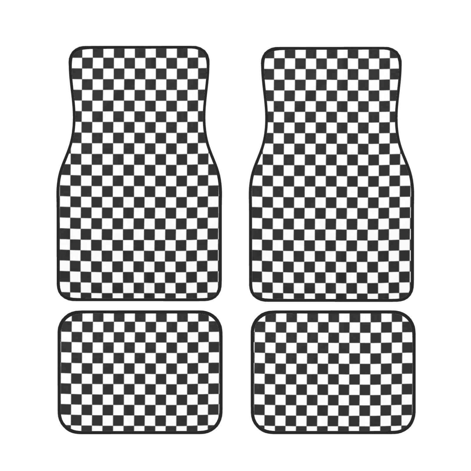 IUBBKI Die Checker Flag Auto-Fußmatten für vorne und hinten, Automatten, komplettes Set mit 4 Teppichen, Allwetterschutz IUBBKI Die Checker Flag Auto-Fußmatten für vorne und hinten, Automatten, komplettes Set mit 4 Teppichen, Allwetterschutz von IUBBKI