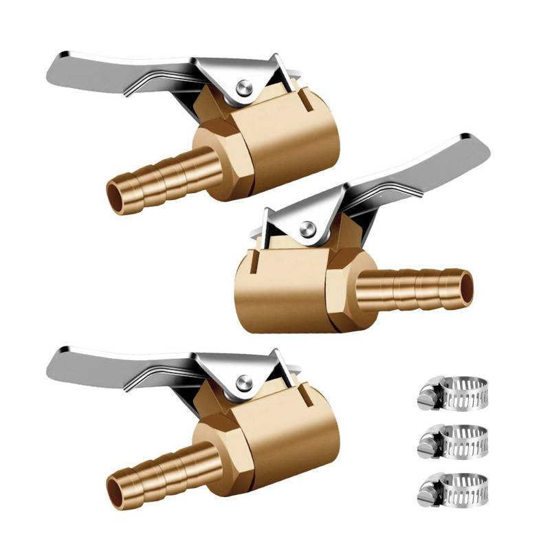 3 Stück 8mm Ventil Adapter,Autoventil,Hebelstecker Air Chucks ReifenfüLler,Ventilausdreher Messing 1/4" Npt ReifenfüLlnippel Ventilaufsatz Momentstecker Reifen Luftpumpe Clip für Alle Reifenventile von IUHRIE