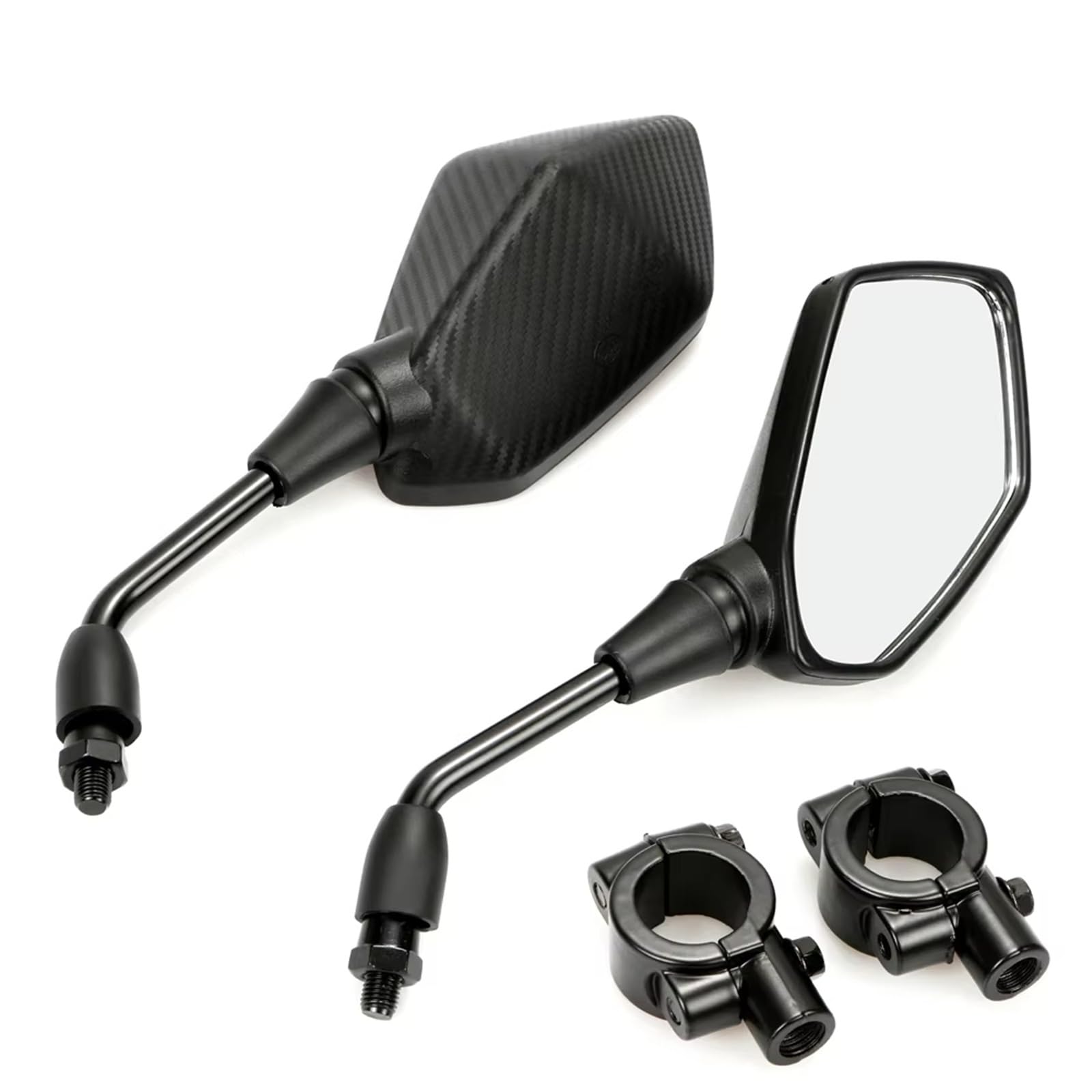 IUKMR 1 Paar Motorrad-Rückspiegel, 10/22 mm Schraube, Lenker, universelles Motorrad-modifiziertes Rückspiegel-Zubehör Motorrad Rückspiegel(Carbon Fiber) von IUKMR