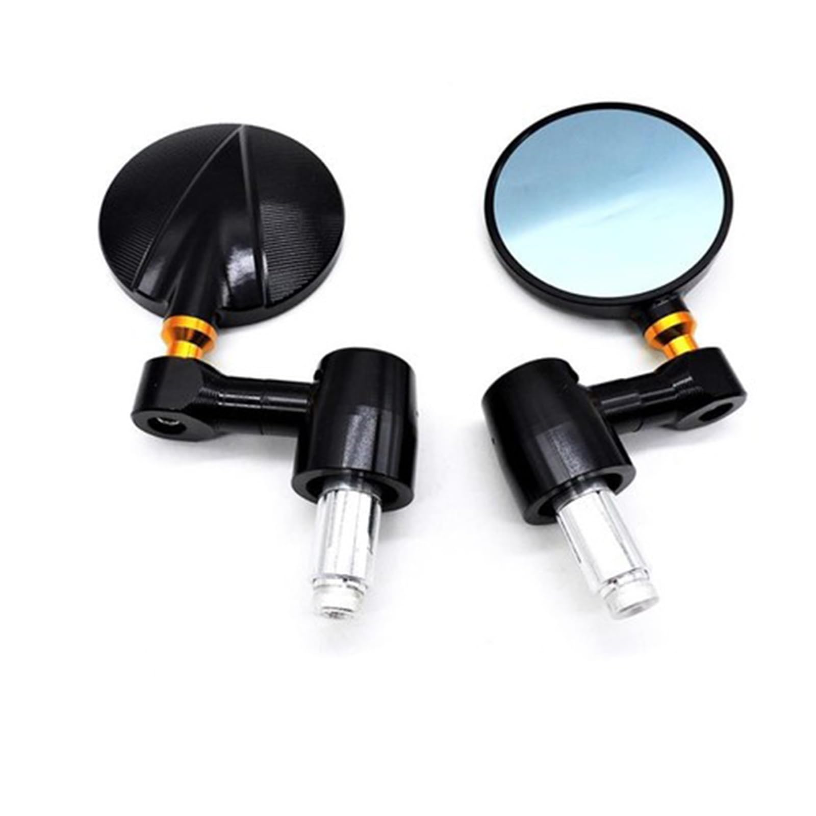 IUKMR Für Suzuki 22MM CNC Aluminium Motorrad Schwarz Runde Griff Bar End Rearview Außenspiegel Motorrad Rückspiegel(Yellowpendant) von IUKMR