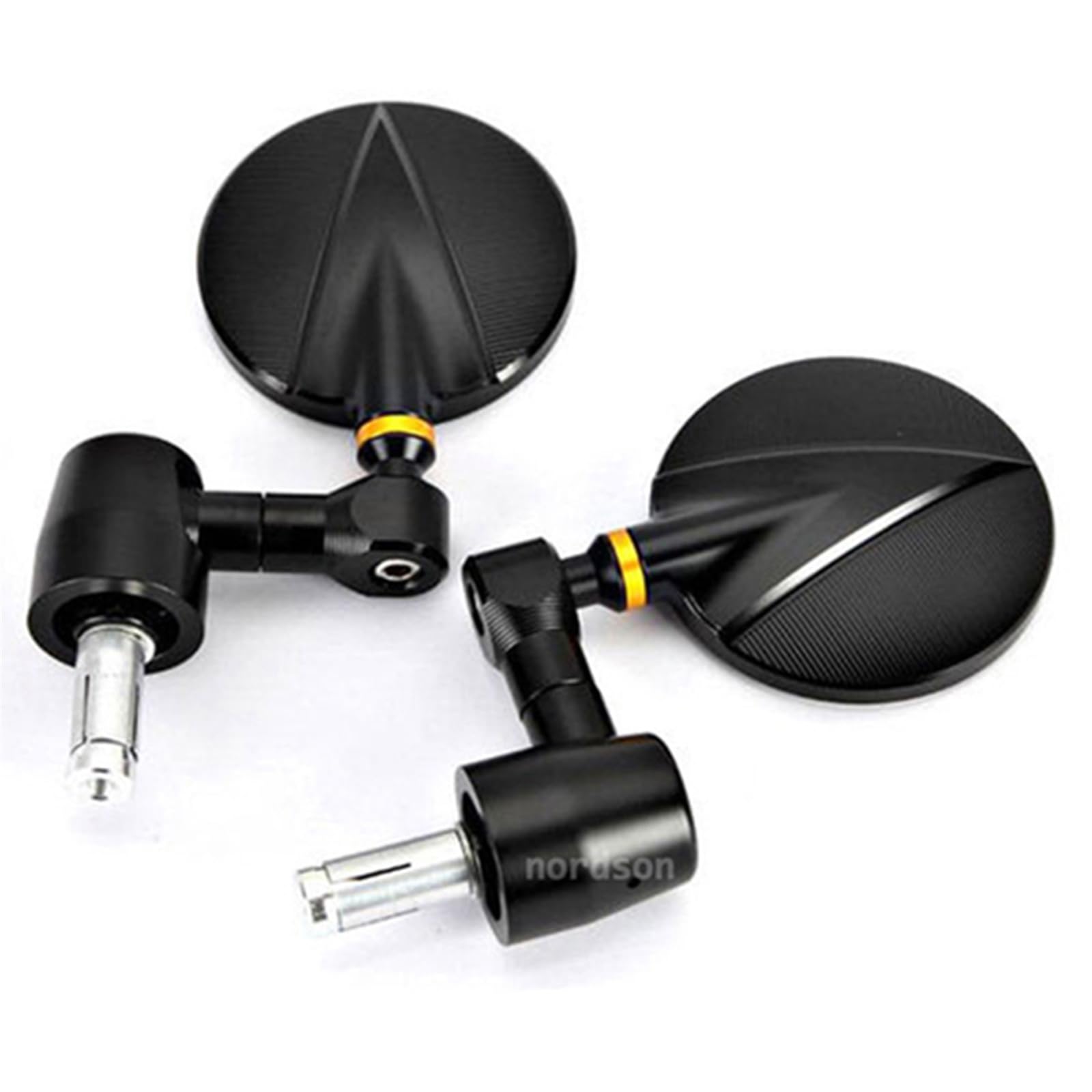 IUKMR Für Suzuki 22MM CNC Aluminium Motorrad Schwarz Runde Griff Bar End Rearview Außenspiegel Motorrad Rückspiegel(Yellowring) von IUKMR