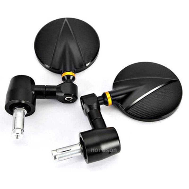 IUKMR Für Suzuki 22MM CNC Aluminium Motorrad Schwarz Runde Griff Bar End Rearview Außenspiegel Motorrad Rückspiegel(Yellowring) von IUKMR