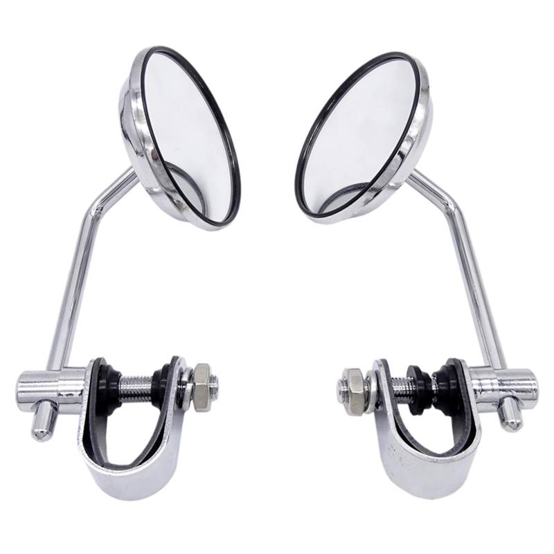 Motorrad Seitenspiegel 1 Paar Universal 8mm Edelstahl Motorrad Rückspiegel Klassische Retro Vintage Runde Rückspiegel Motorrad Rückspiegel(Silber) von IUKMR