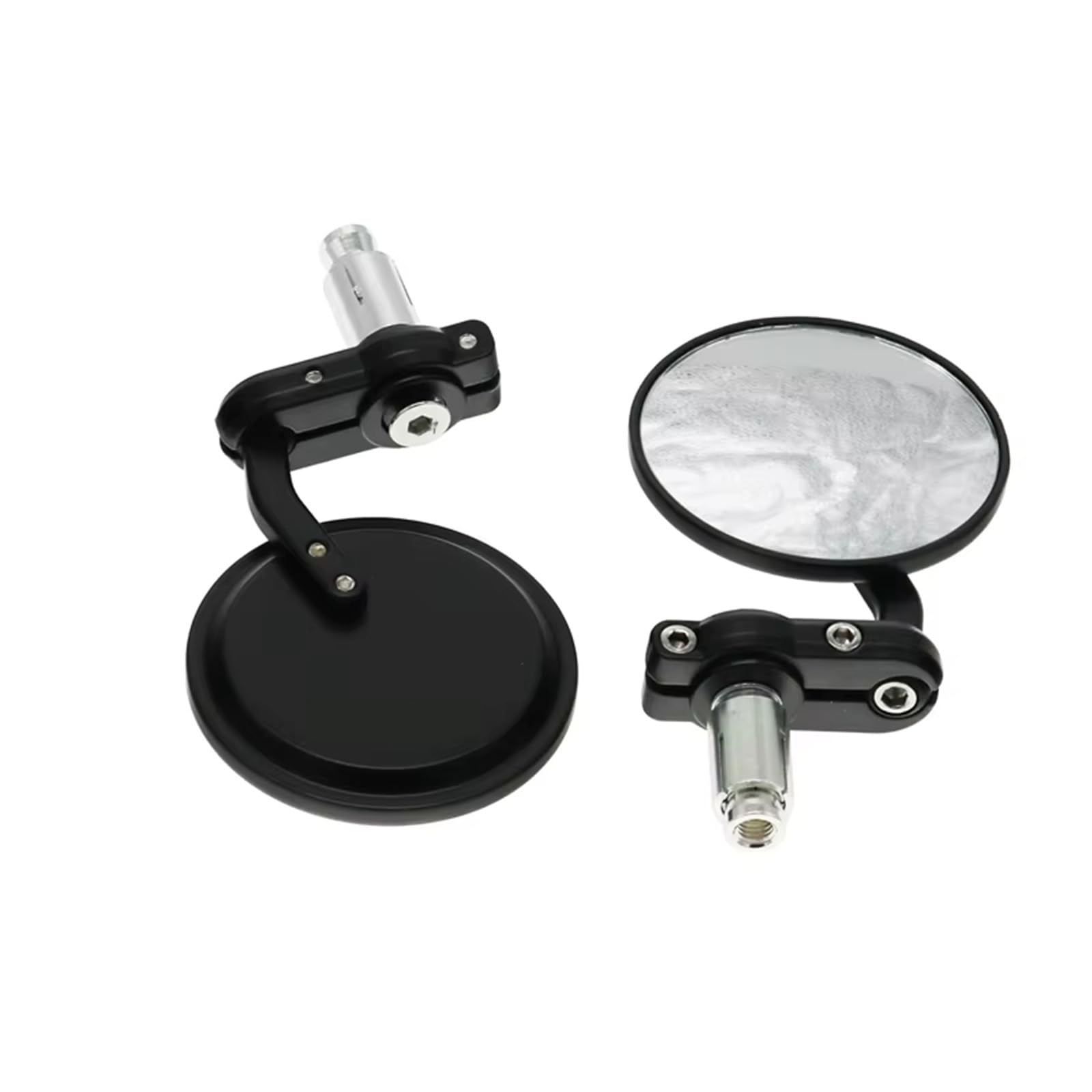 Motorrad Seitenspiegel 1 Paar Universal Motorrad Spiegel Aluminium Schwarz 22mm Griff Bar End Rearview Außenspiegel Motorrad Rückspiegel(Schwarz) von IUKMR
