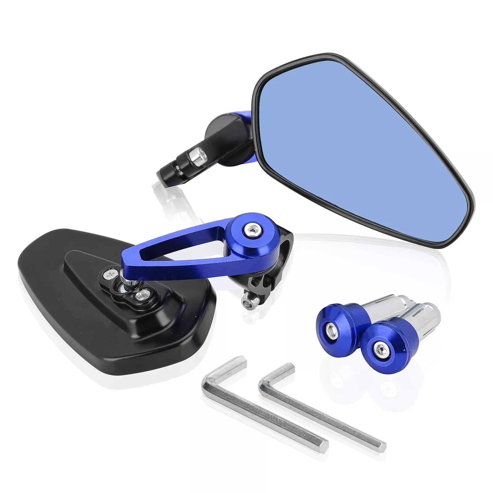 Motorrad Seitenspiegel 7/8 "22mm Motorrad Rearview Außenspiegel Universal Scooter Bar End Lenker Spiegel Zubehör Motorrad Rückspiegel(Blue) von IUKMR