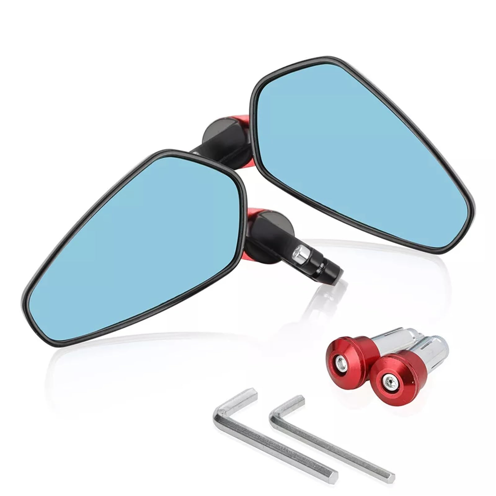 Motorrad Seitenspiegel 7/8 "22mm Motorrad Rearview Außenspiegel Universal Scooter Bar End Lenker Spiegel Zubehör Motorrad Rückspiegel(Red) von IUKMR