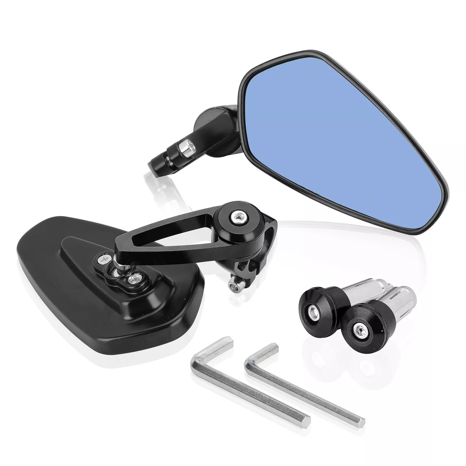 Motorrad Seitenspiegel 7/8 "22mm Motorrad Rearview Außenspiegel Universal Scooter Bar End Lenker Spiegel Zubehör Motorrad Rückspiegel(Schwarz) von IUKMR