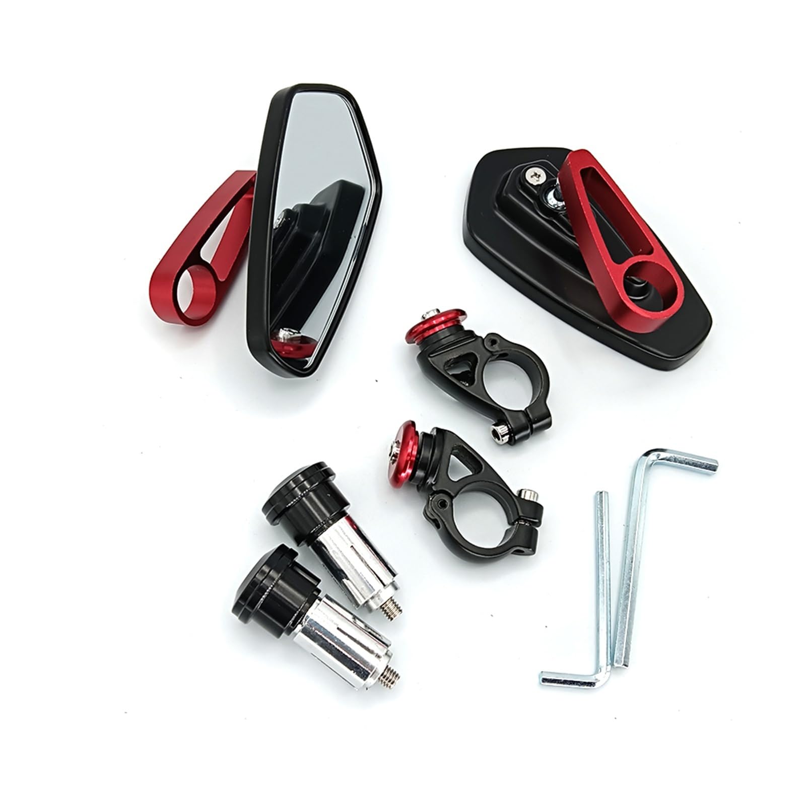 Motorrad Seitenspiegel 7/8 Zoll 22 mm CNC-Motorrad-Rückspiegel, universeller Klarglas-Scooter-Lenkerspiegel, Rückspiegel Motorrad Rückspiegel(A-red) von IUKMR