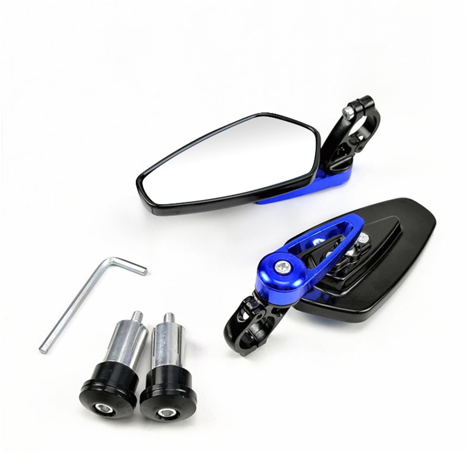 Motorrad Seitenspiegel Für Cafe Für Racer7/8 22mm Bar End Rückspiegel Motorrad Roller Rückspiegel Seite Spiegel Motorrad Rückspiegel(Blue) von IUKMR