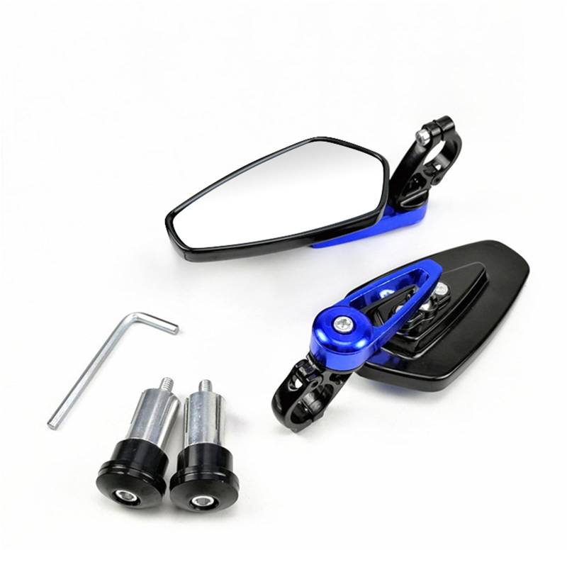 Motorrad Seitenspiegel Für Cafe Für Racer7/8 22mm Bar End Rückspiegel Motorrad Roller Rückspiegel Seite Spiegel Motorrad Rückspiegel(Blue) von IUKMR