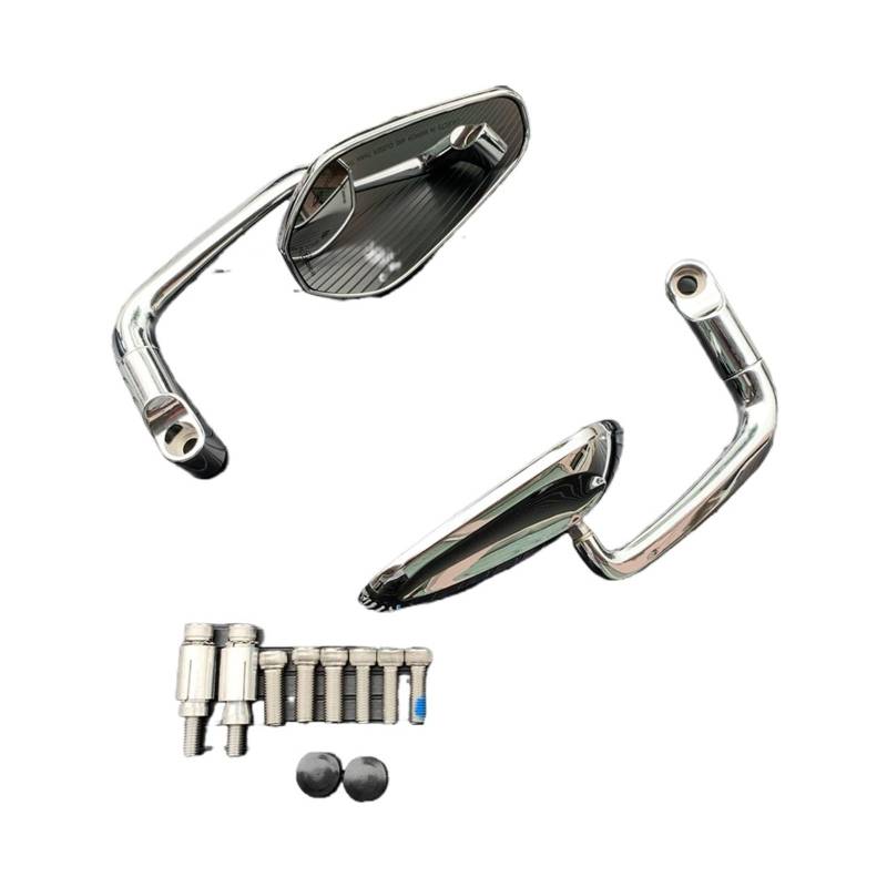 Motorrad Seitenspiegel Für GN/Für CG Für Cafe Für Racer Für Custom Motorrad L-bar Retro Oval Rückspiegel Motorrad Rückspiegel(Chrome) von IUKMR