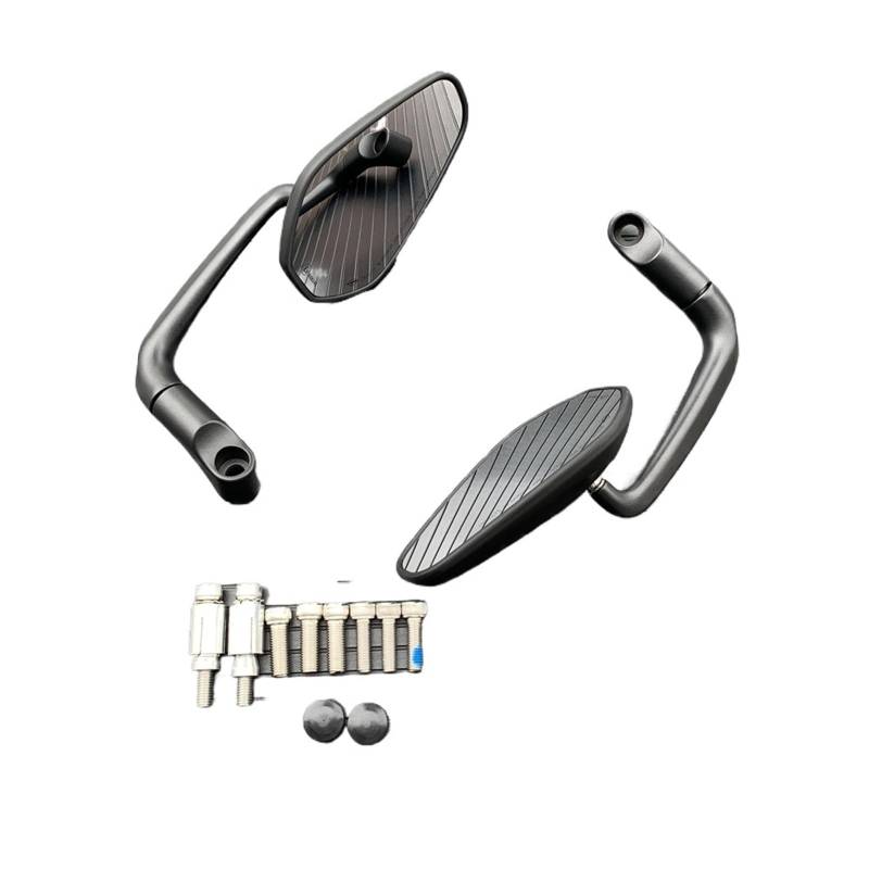 Motorrad Seitenspiegel Für GN/Für CG Für Cafe Für Racer Für Custom Motorrad L-bar Retro Oval Rückspiegel Motorrad Rückspiegel(Schwarz) von IUKMR