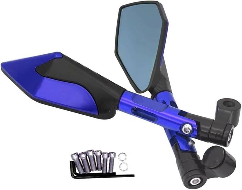 Motorrad Seitenspiegel Für Kawasaki Z900 Für Z900RS Z800 Z1000 Motorrad Rückansicht Aluminium Legierung Seite Rückspiegel Lenker Universal Motorrad Rückspiegel(Blue) von IUKMR