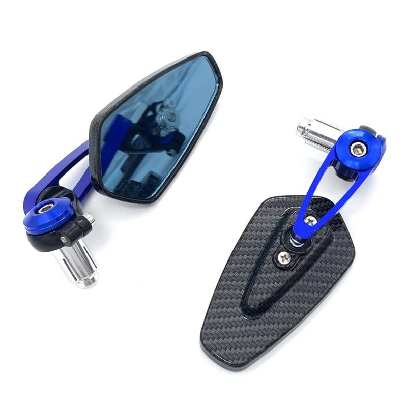 Motorrad Seitenspiegel Für MT 07 09 10 WR 125 250 Carbon Motorrad Spiegel Lenker Griff Bar Enden Seite Spiegel Motorrad Rückspiegel(Blue) von IUKMR
