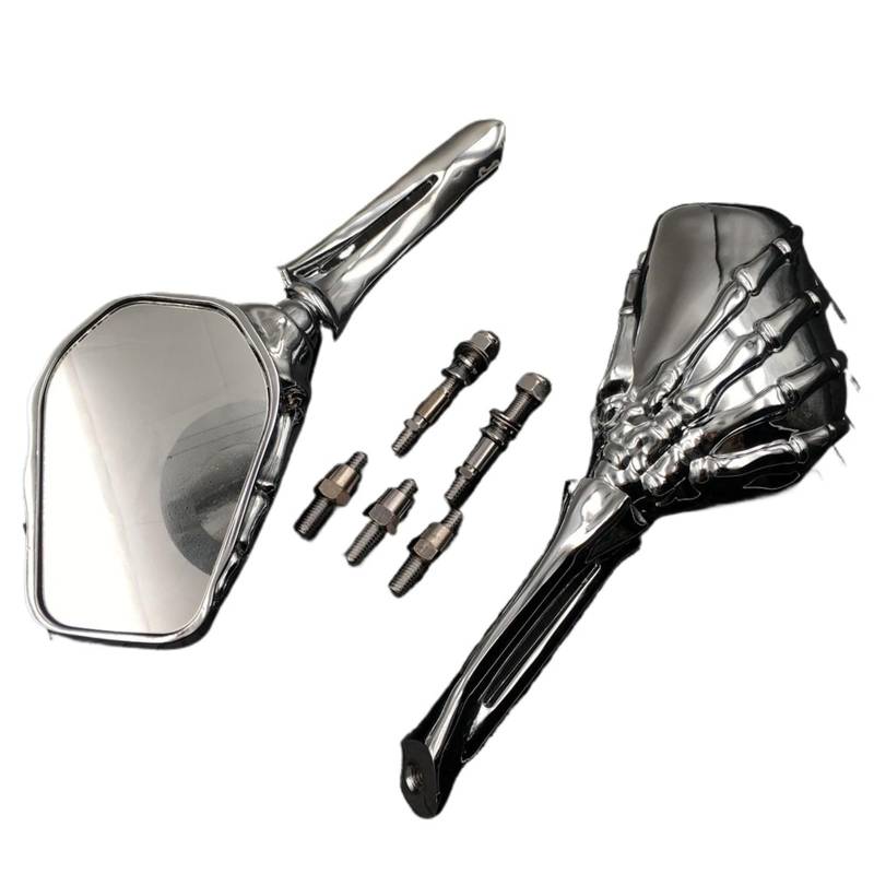 Motorrad Seitenspiegel Für Softail Für Sportster Für Touring Motorrad Skeleton Schädel Hand Seite Spiegel Rückspiegel Motorrad Rückspiegel(A) von IUKMR