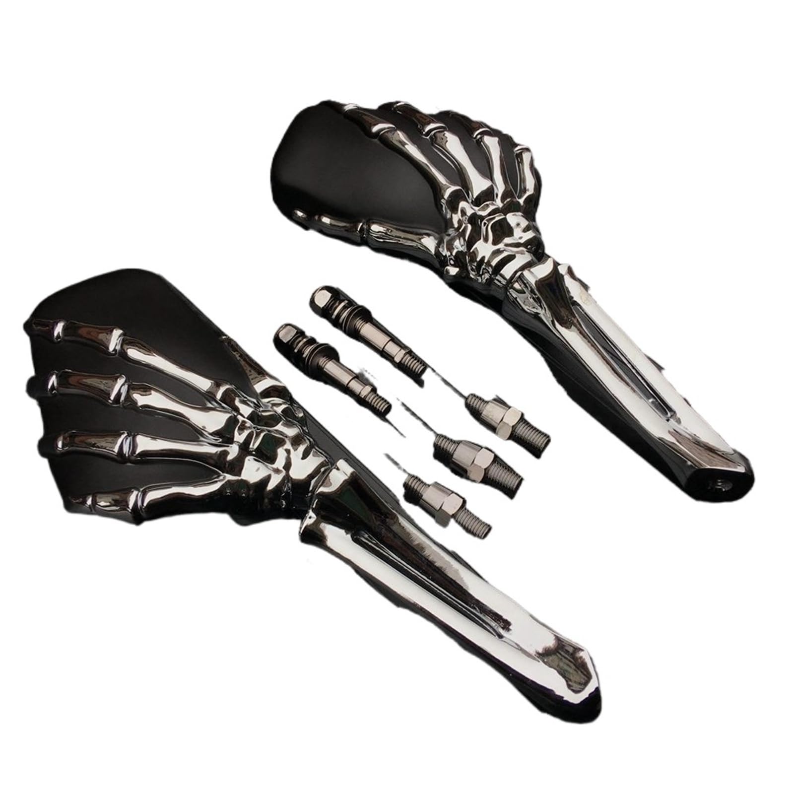Motorrad Seitenspiegel Für Softail Für Sportster Für Touring Motorrad Skeleton Schädel Hand Seite Spiegel Rückspiegel Motorrad Rückspiegel(B) von IUKMR