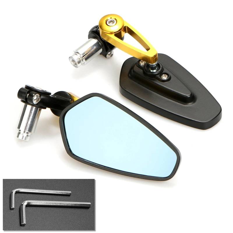 Motorrad Seitenspiegel Für Suzuki 1 Paar Motorrad-Lenkerendrückspiegelreflektor 7/8 Zoll 22mm Universal-Motorradmodifikation Motorrad Rückspiegel(Yellow) von IUKMR
