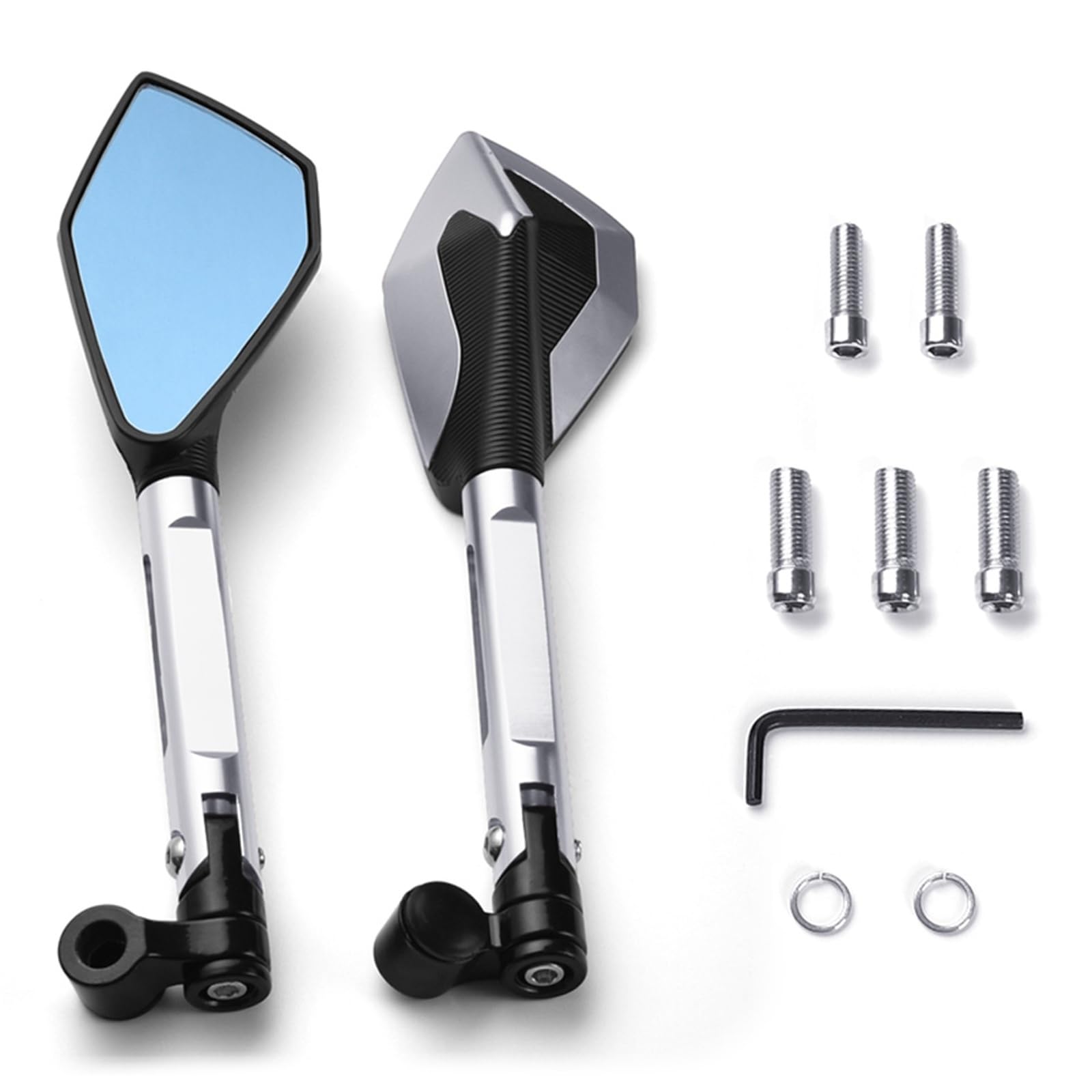 Motorrad Seitenspiegel Für Suzuki Für GSX1300R Für Hayabusa Für GSX-S1000 Für GSX-S750 Custom Motorrad Rearview Außenspiegel 10mm 8mm Motorrad Rückspiegel(Silber) von IUKMR