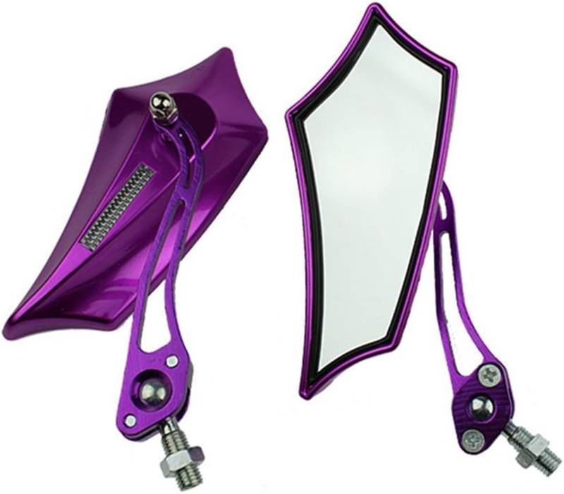 Motorrad Seitenspiegel Universal Motorrad Motorrad Bike 8mm 10mm Rückansicht Seiten Roller ATV Fahrrad Rückspiegel Mit 10mm Adapter Roller Motorrad Rückspiegel(Purple) von IUKMR