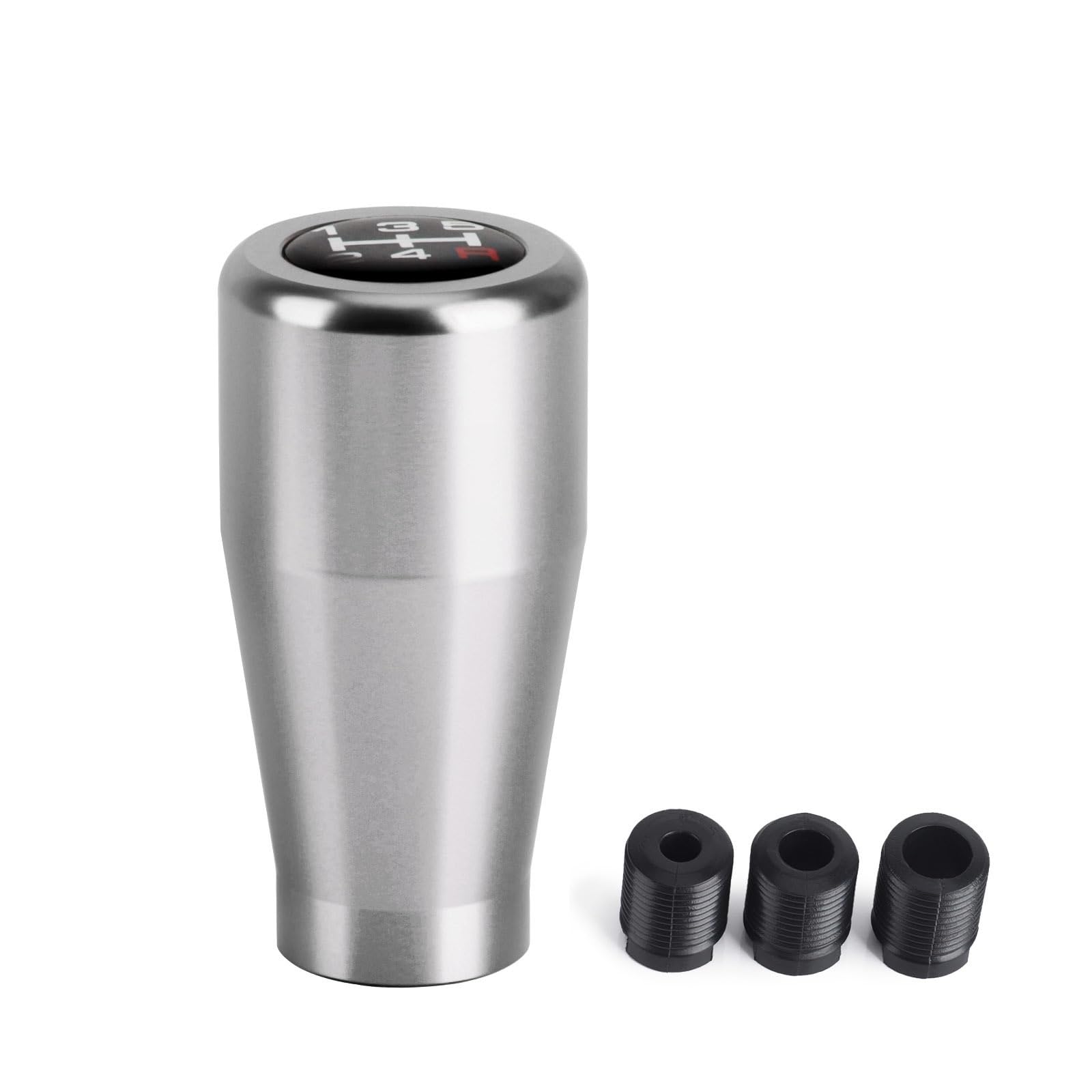 Schaltknauf 5-Gang-Aluminium-Schaltknauf Universal M8 M10 M12 Racing Schalthebel für manuelle Übertragung Schalthebelknopf Auto Schaltknauf(Silber) von IUKMR