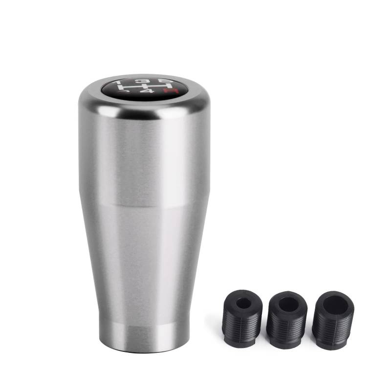 Schaltknauf 5-Gang-Aluminium-Schaltknauf Universal M8 M10 M12 Racing Schalthebel für manuelle Übertragung Schalthebelknopf Auto Schaltknauf(Silber) von IUKMR