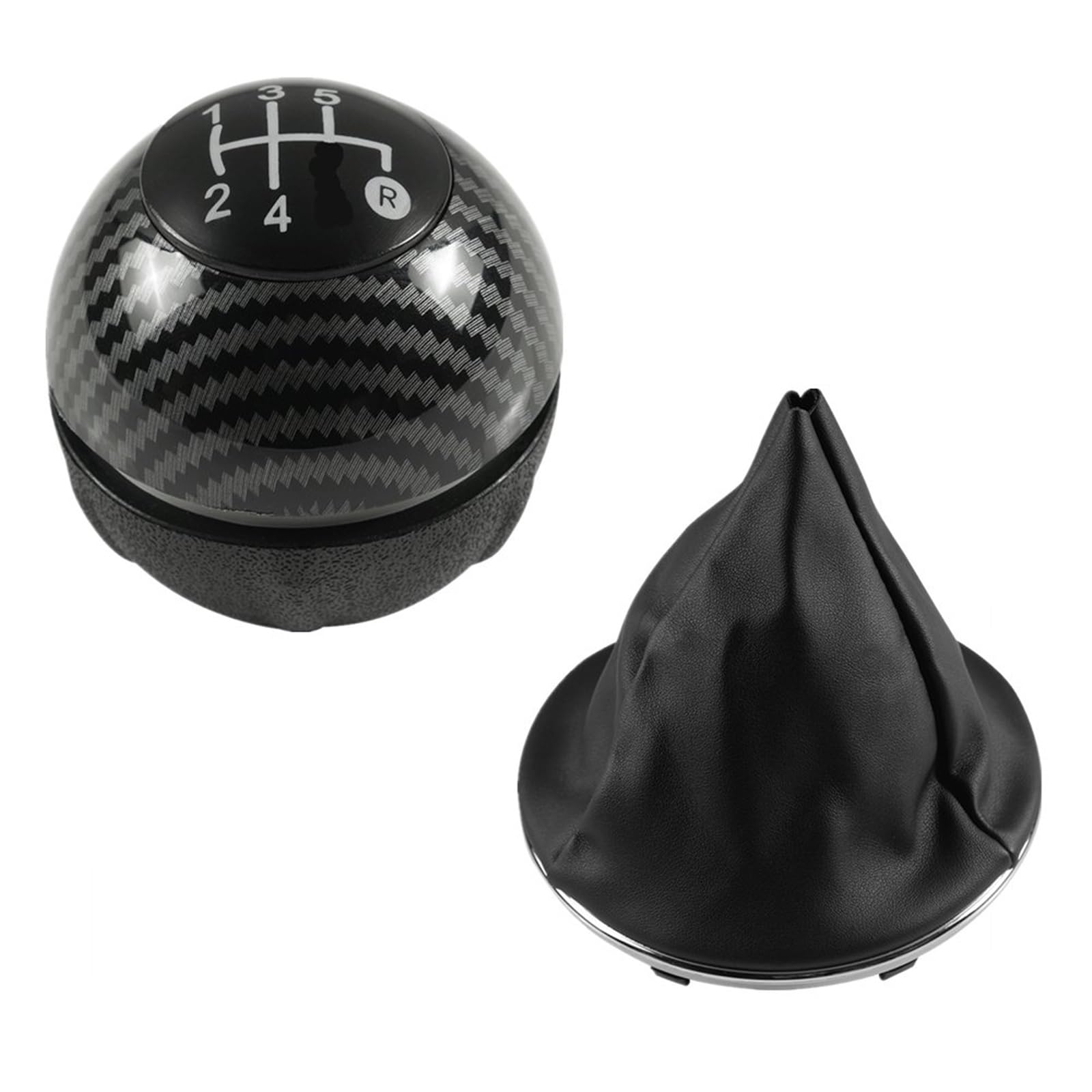 Schaltknauf Für FIAT 500 500C 2007 2008 2009 2010 2011 2012 2013 2014 2015 2016 2017 2018 Auto Schaltknauf Kopf Gamasche Boot Abdeckung Fall Auto Schaltknauf(2piece Carbon 5speed) von IUKMR