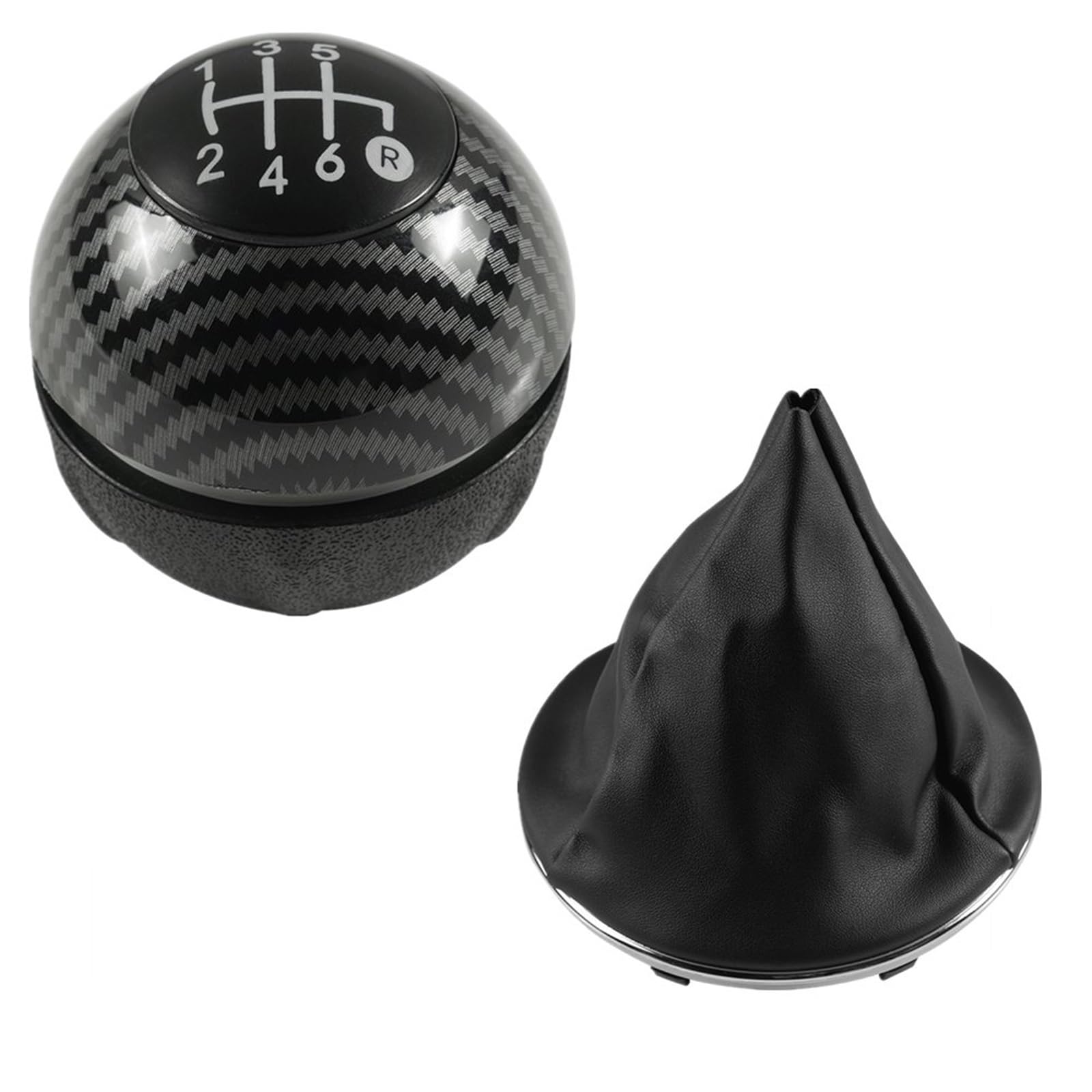 Schaltknauf Für FIAT 500 500C 2007 2008 2009 2010 2011 2012 2013 2014 2015 2016 2017 2018 Auto Schaltknauf Kopf Gamasche Boot Abdeckung Fall Auto Schaltknauf(2piece Carbon 6speed) von IUKMR
