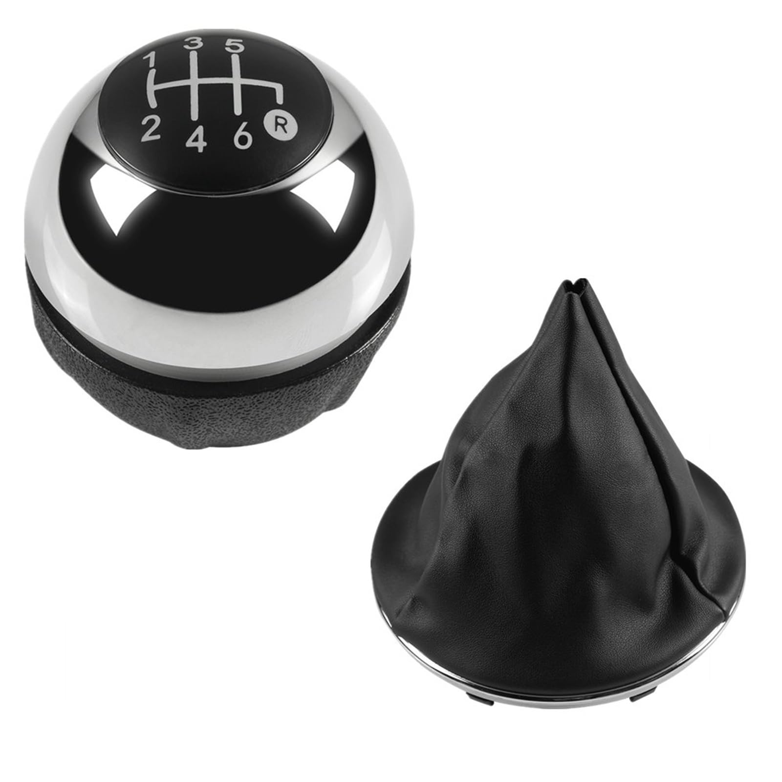 Schaltknauf Für FIAT 500 500C 2007 2008 2009 2010 2011 2012 2013 2014 2015 2016 2017 2018 Auto Schaltknauf Kopf Gamasche Boot Abdeckung Fall Auto Schaltknauf(2piece Chrome 6speed) von IUKMR