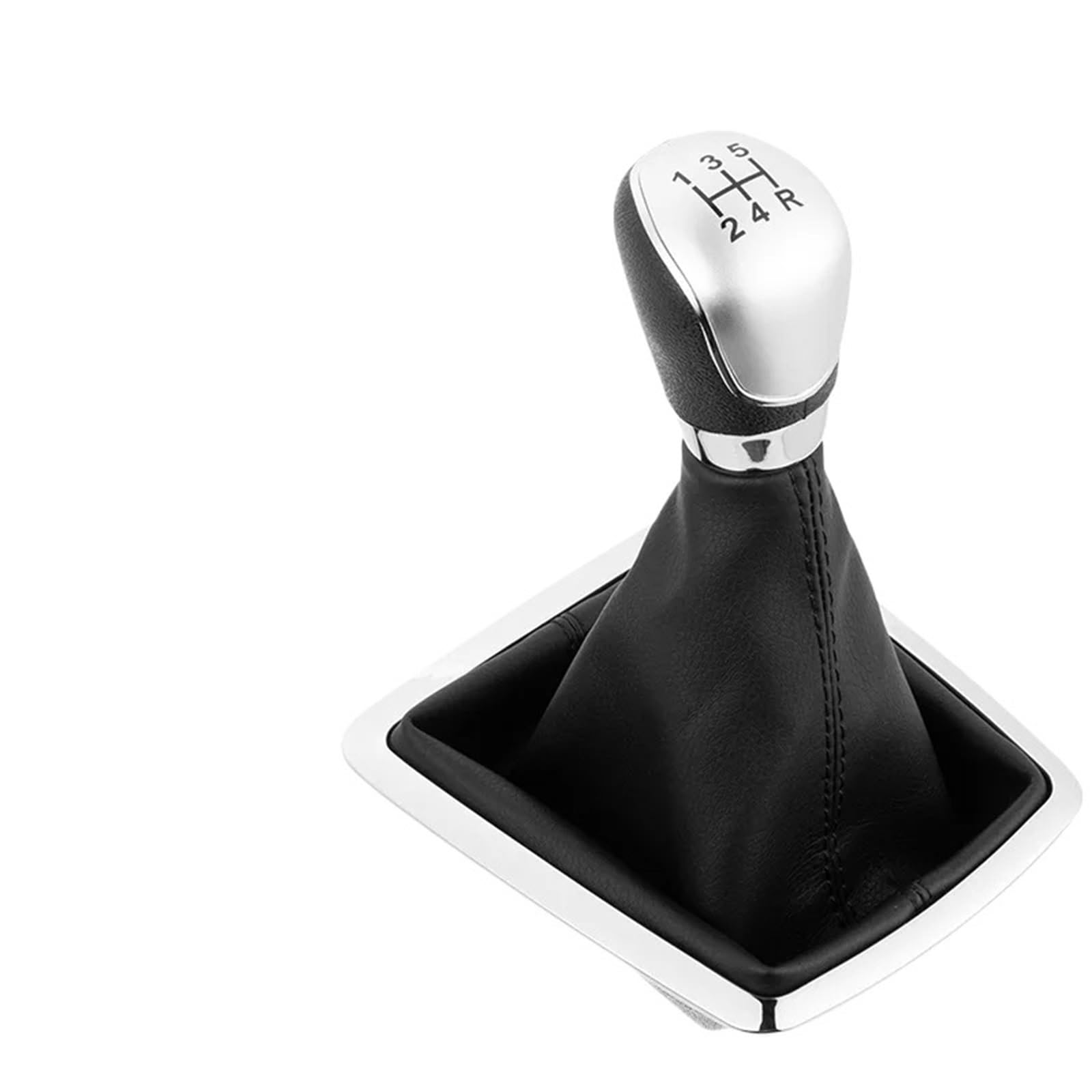 Schaltknauf Für Ford für Focus 2 MK2 FL für C-MAX 2006-2011 Schaltknaufhebel Manuell 5/6-Gang mit staubdichter Lederabdeckung Auto Schaltknauf(Silver 5 Speed) von IUKMR