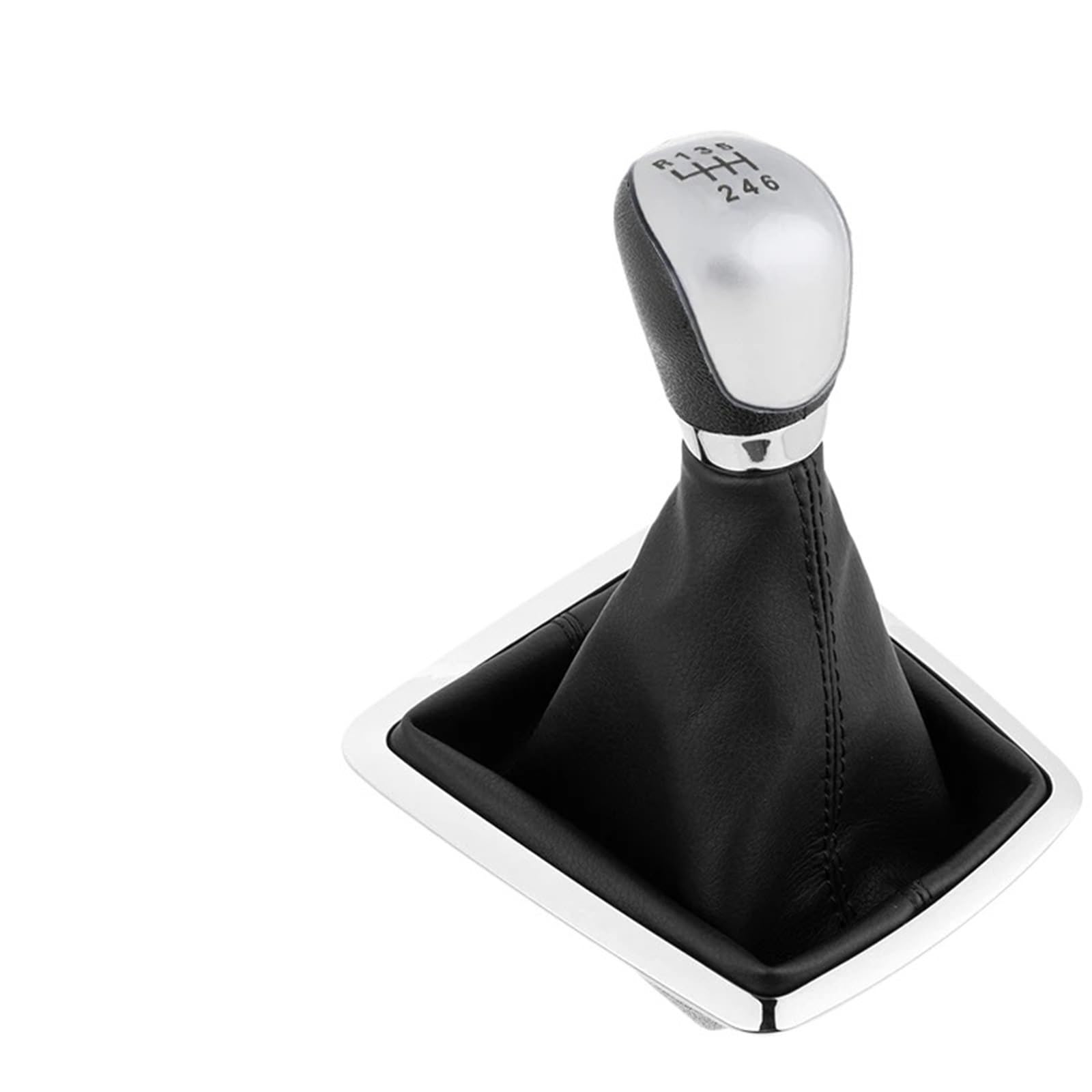 Schaltknauf Für Ford für Focus 2 MK2 FL für C-MAX 2006-2011 Schaltknaufhebel Manuell 5/6-Gang mit staubdichter Lederabdeckung Auto Schaltknauf(Silver 6 Speed) von IUKMR
