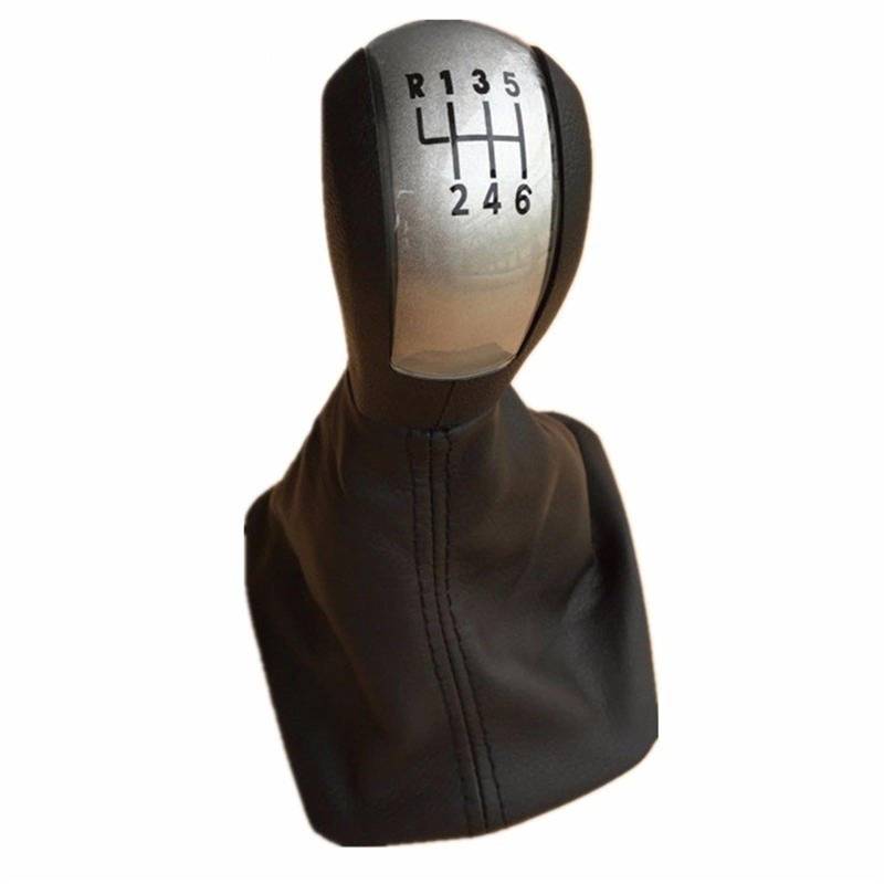 Schaltknauf Für Skoda Für Octavia 2 A5 A6 2005-2010 2011 2012 2013 6-Gang-Schaltknauf Ledergamasche Kofferraumabdeckung Fallkragen Auto Schaltknauf(Silver 6 Speed) von IUKMR