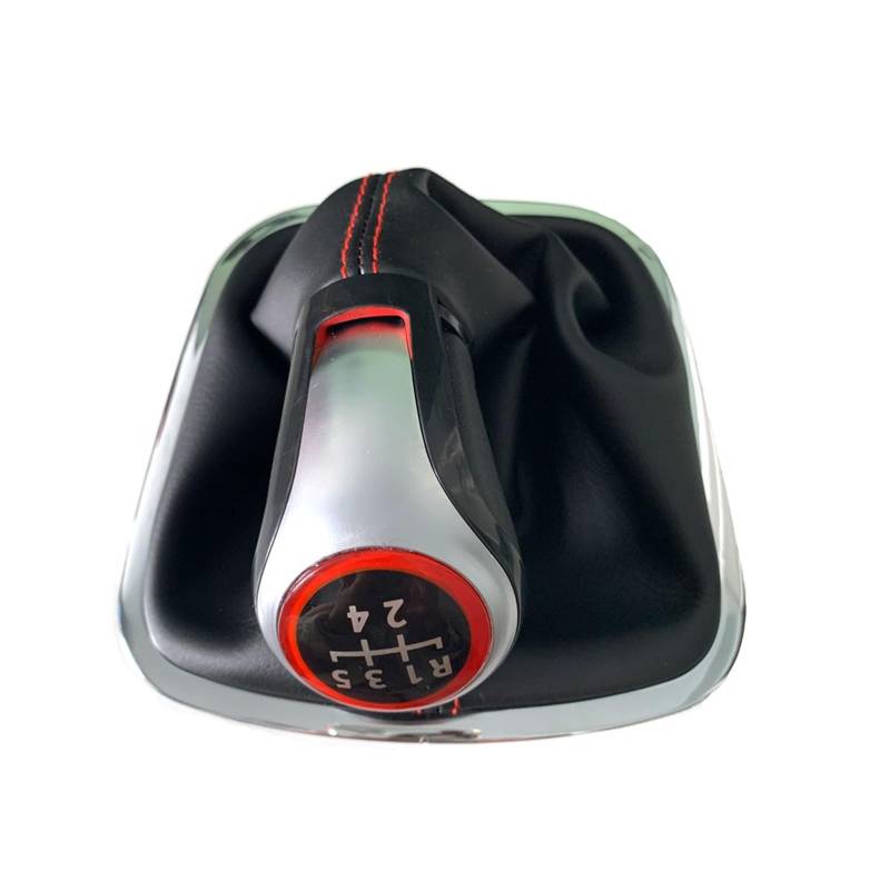 Schaltknauf Für VW Für Polo 6R Für Polo Für Limousine 2010-2017 5 6-Gang-Schaltknauf mit Chrom-Ledermanschette Auto Schaltknauf(5 Speed Type 2) von IUKMR