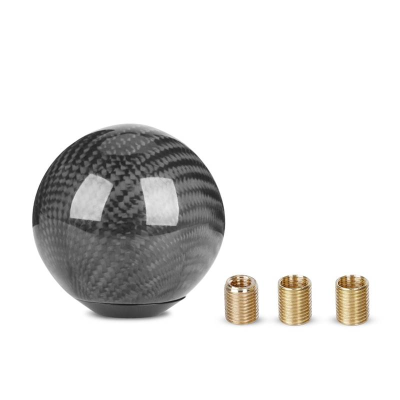 Schaltknauf Universal Echt Carbon Fiber Auto Schaltknauf Kopf Shifter Aluminium Runde Ball Form M8x1.25 M10x1.25 /x1.5 Schalthebel Knopf Auto Schaltknauf(Black Carbon Fiber) von IUKMR