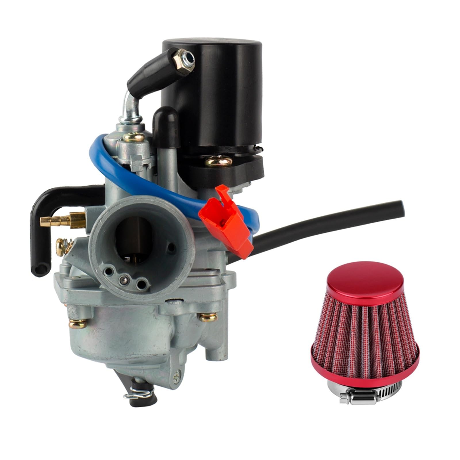 Vergaser Motorrad 19mm Vergaser Mit Luftfilter Für Jog 50cc 90cc Für JOG90 Moped 2 Takt Für 1E40QMB Für 1PE40QMB für 1E50QMG Motorrad Carb(Red Set) von IUKMR