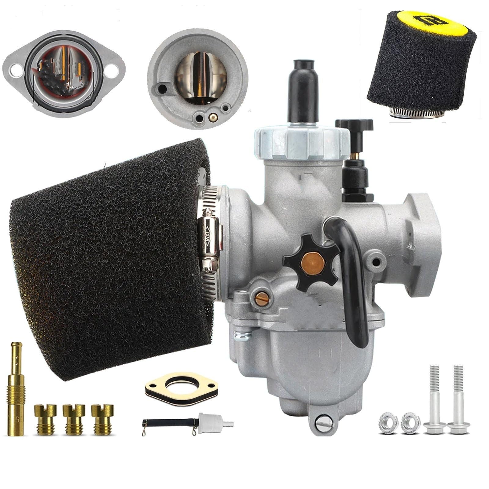 Vergaser PE17mm/19mm/22mm/24mm/26mm/28mm Flansch Vergaser mit Carb Jets Schaum Luftfilter Reiniger für Roller Motor Motorrad Carb(19mmCarburetor Set) von IUKMR